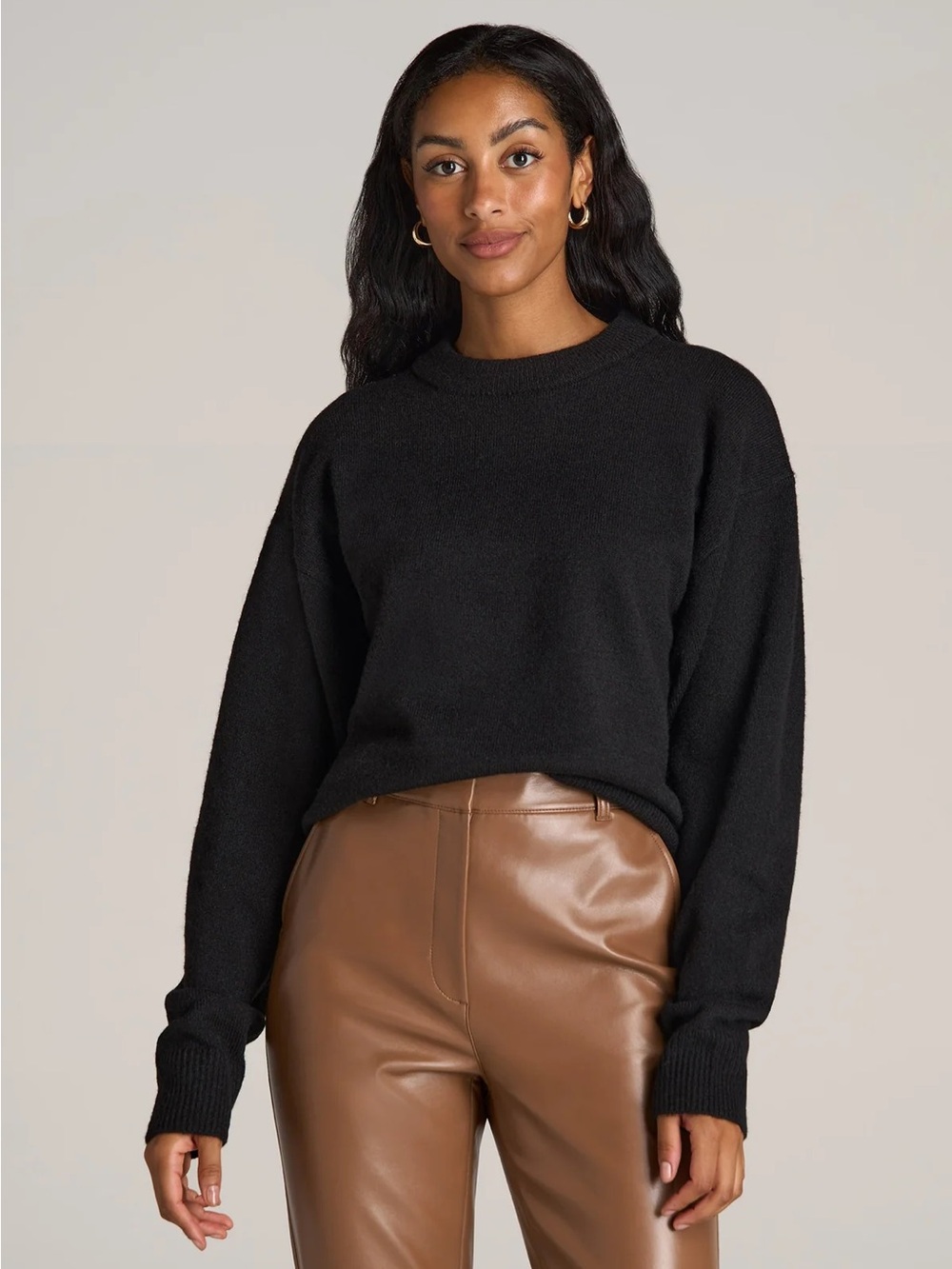 Relaxed Crewneck Wool Blend Sweater